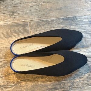 Rothy's Black Flats with Blue Trim